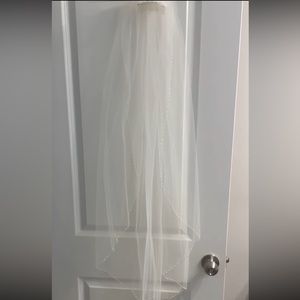 Stella Knee Length Pearl Bead Wedding Veil Ivory